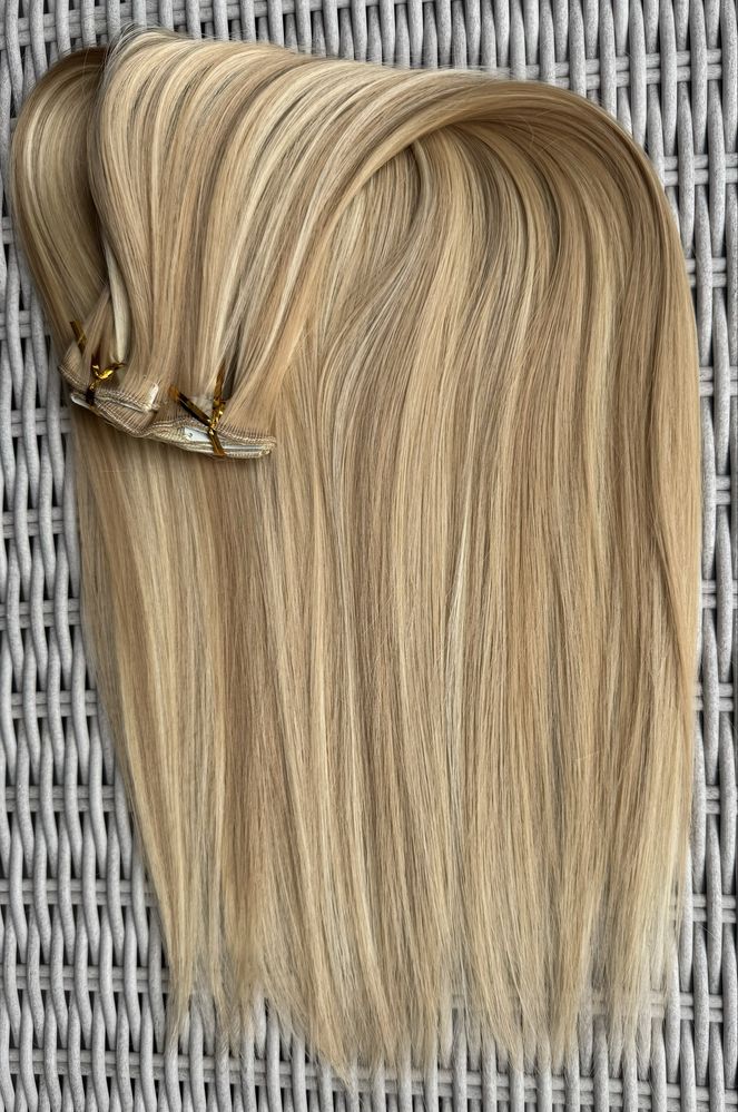 Premium Ultra blond pasemka ( ciepłe odcienie )włosy doczepiane clipin