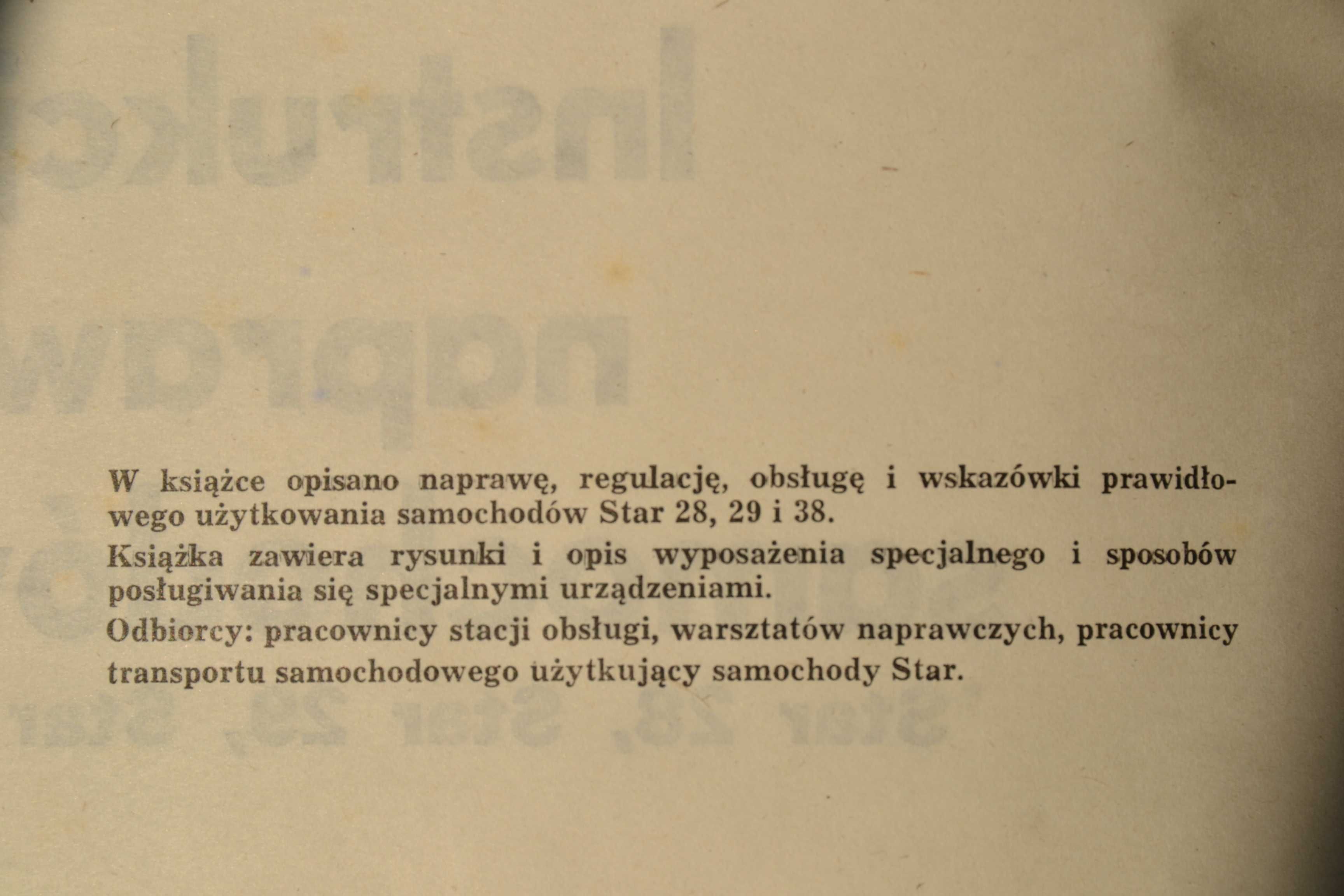 Książka Star 28 Star 29 Star 30 Instrukcja naprawy samochodów