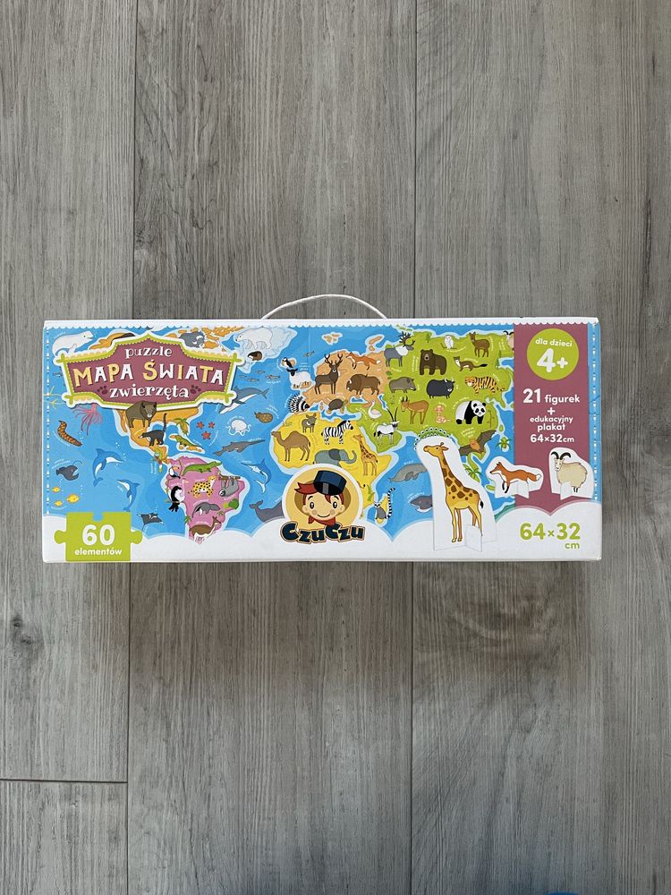 Puzzle Czuczu 4+ Mapa Świata zwierzęta
