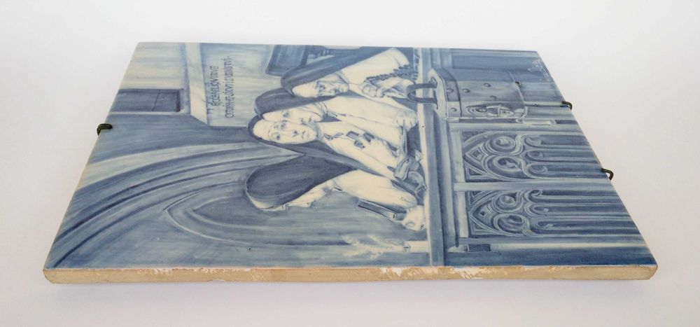 Rara placa antiga em faiança Fábrica da Fonte Nova Aveiro 1911