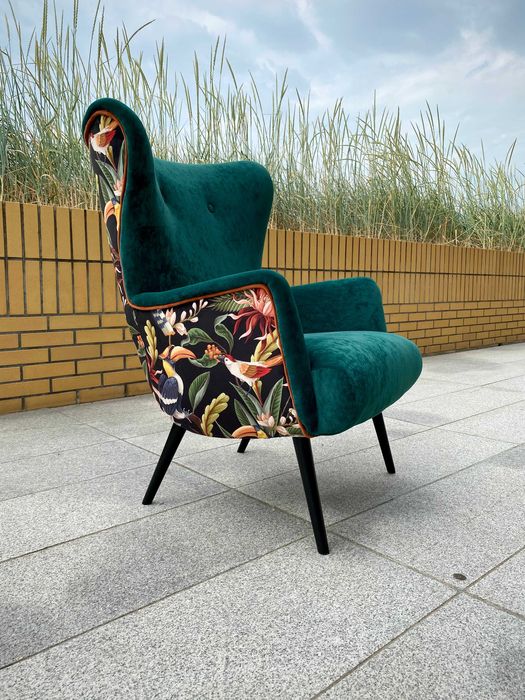 fotel uszak, skandynawski, loft, nowoczesny lata 50