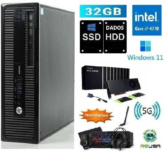 Gamer 24! Pç-4ªGr. I7-3.4Ghz|32Gb|SSD512+HDD500|RTX2000-6Gb|5G|W10|W11