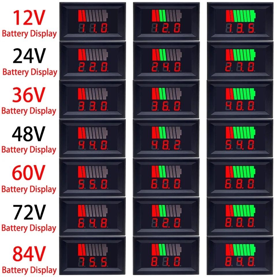 Індикатор уровня заряда 12V-60V измерение ёмкость