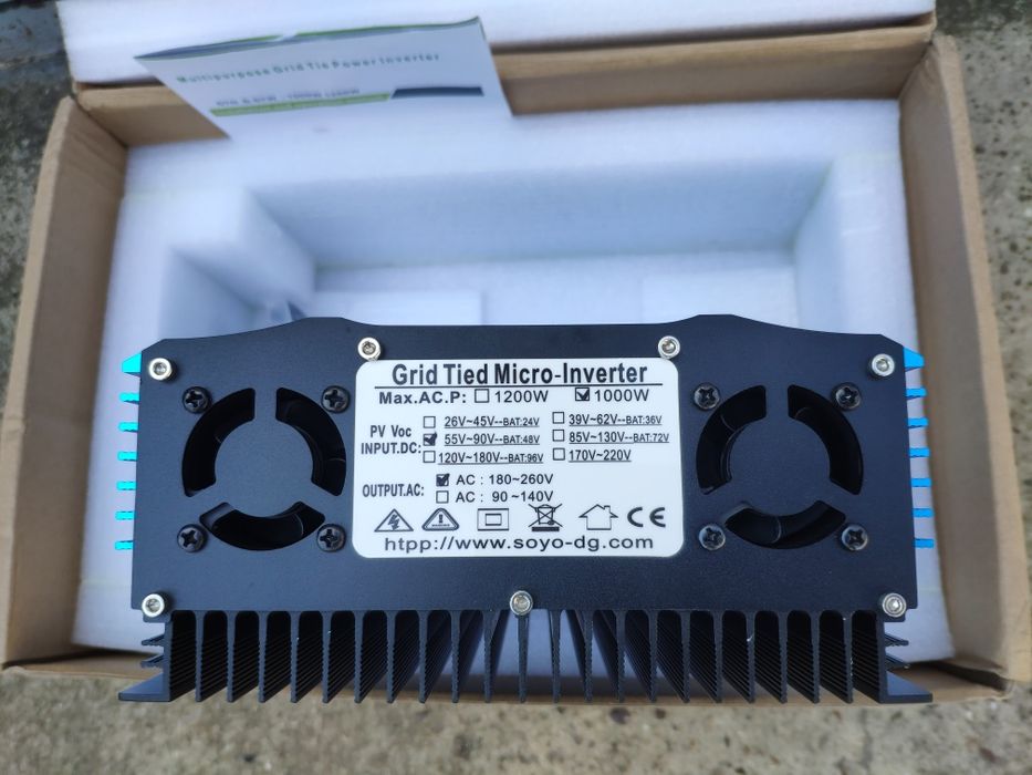 ON-GRID сетевой инвертор с чистой синусоидой 1000Вт (55V~90V--BAT:48V)