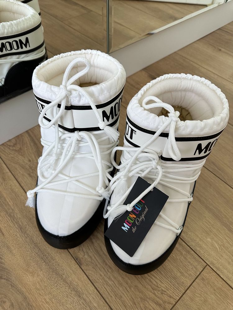 Biało czarne czarno białe buty śniegowce zimowe moon boot 36/38