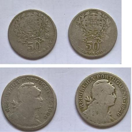 Duas moedas 50 centavos 1929
