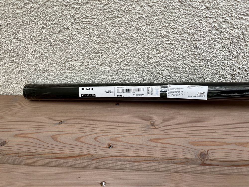 Karnisz IKEA HUGAD 210-385cm + uchwyty BETYDLIG czarny nowe w folii