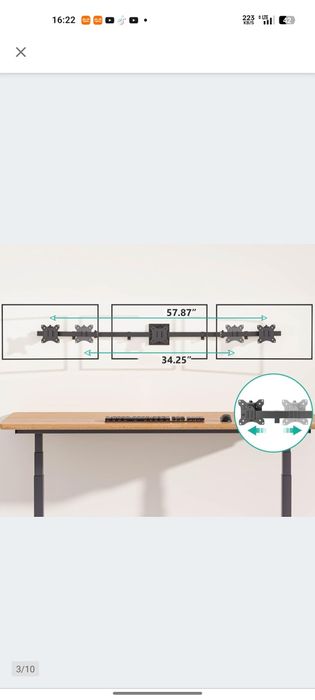 Uchwyt ścienny 3xmonitor WALI 17-32", max 7kg, VE