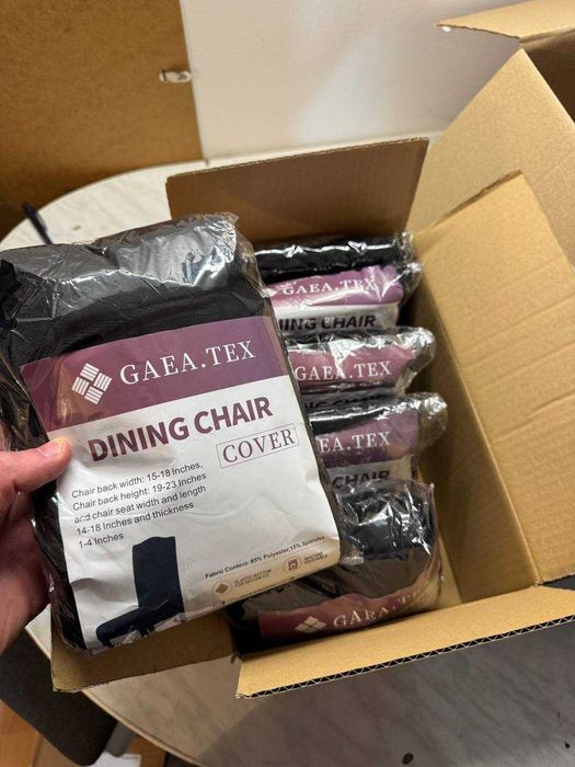 NOWY zestaw pokrowców 6szt krzesło czarny rozciągliwy uniwersalny