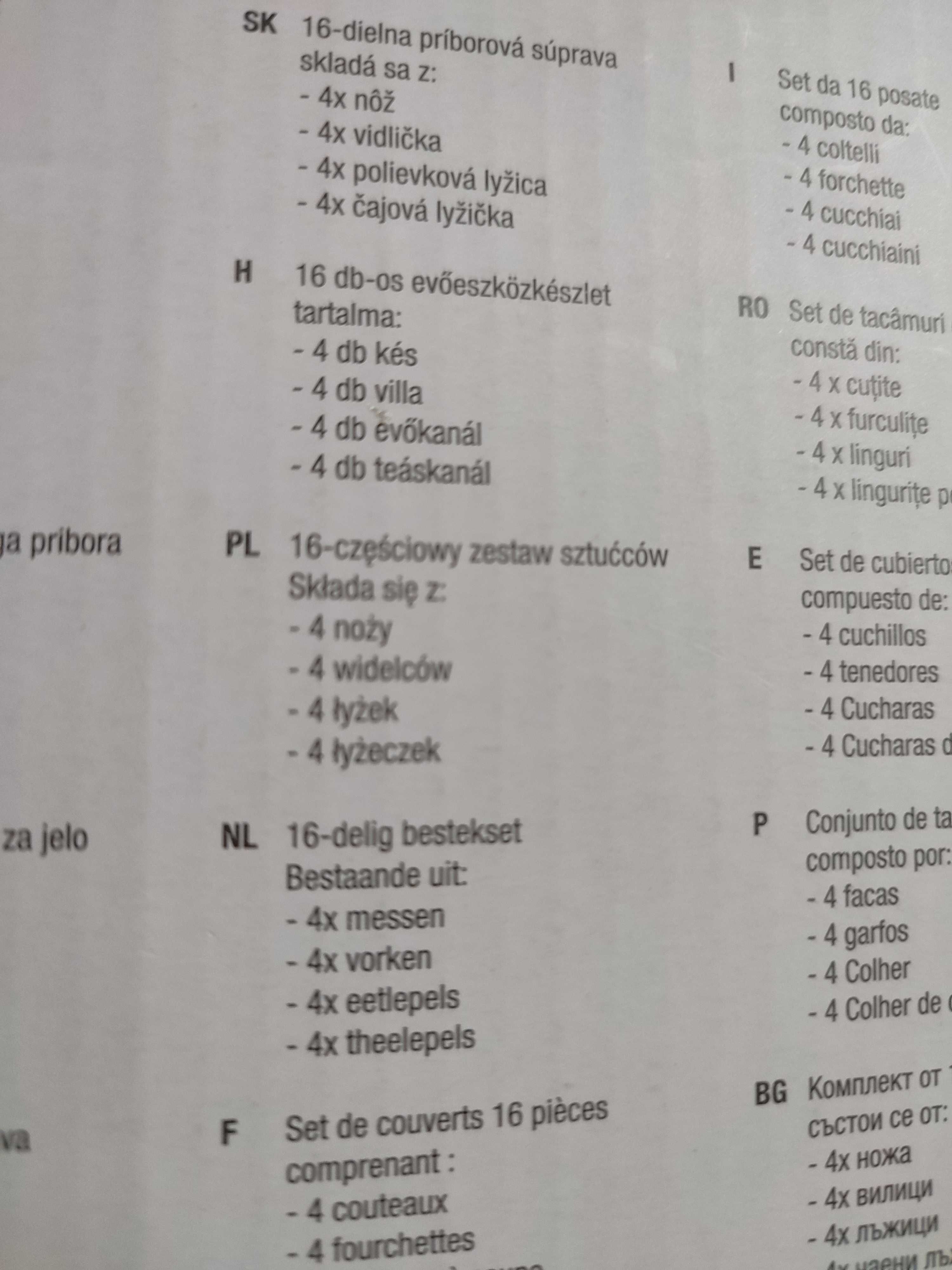 Zestaw sztućce 16 sztuk