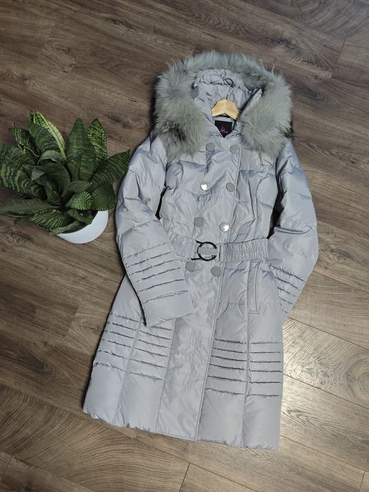 Акція!!! Зимовий жіночий теплий пуховик, 44, S, шапка шарф