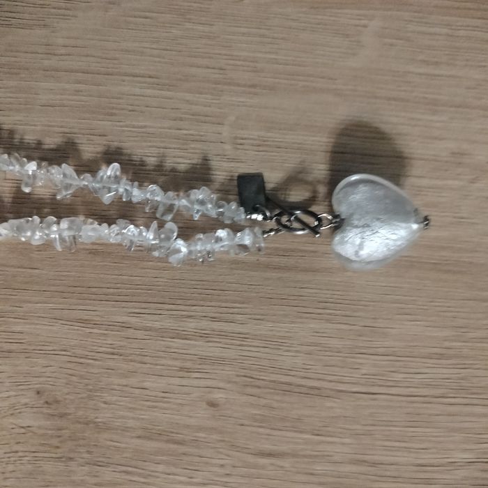 Naszyjnik damski korale łańcuszek serce kryształ górski