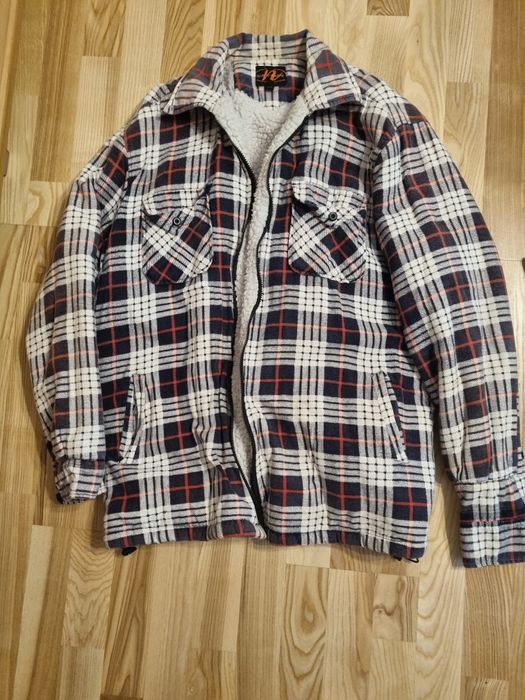 Kurtka w kratkę bluza na miśku XL