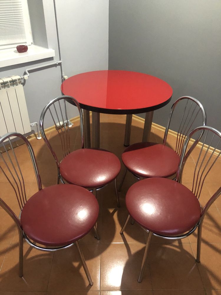 Stół okrągły 90 cm + 4 krzesła