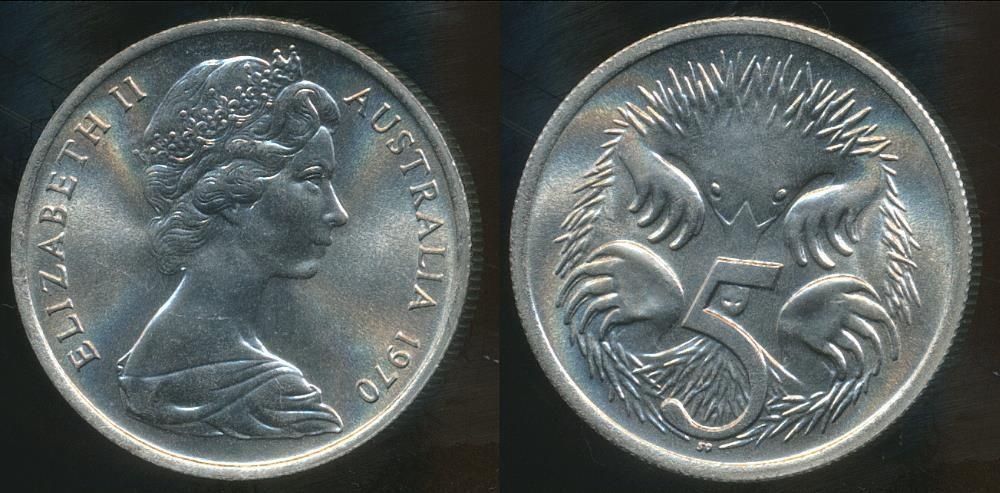 Australia, 1970 5 Cents, Elizabeth II