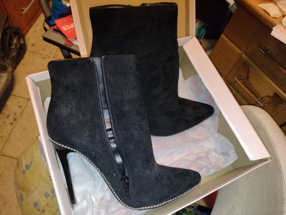 Szpilki skórzane Dee Dee wysokie czarne rozmiar 37