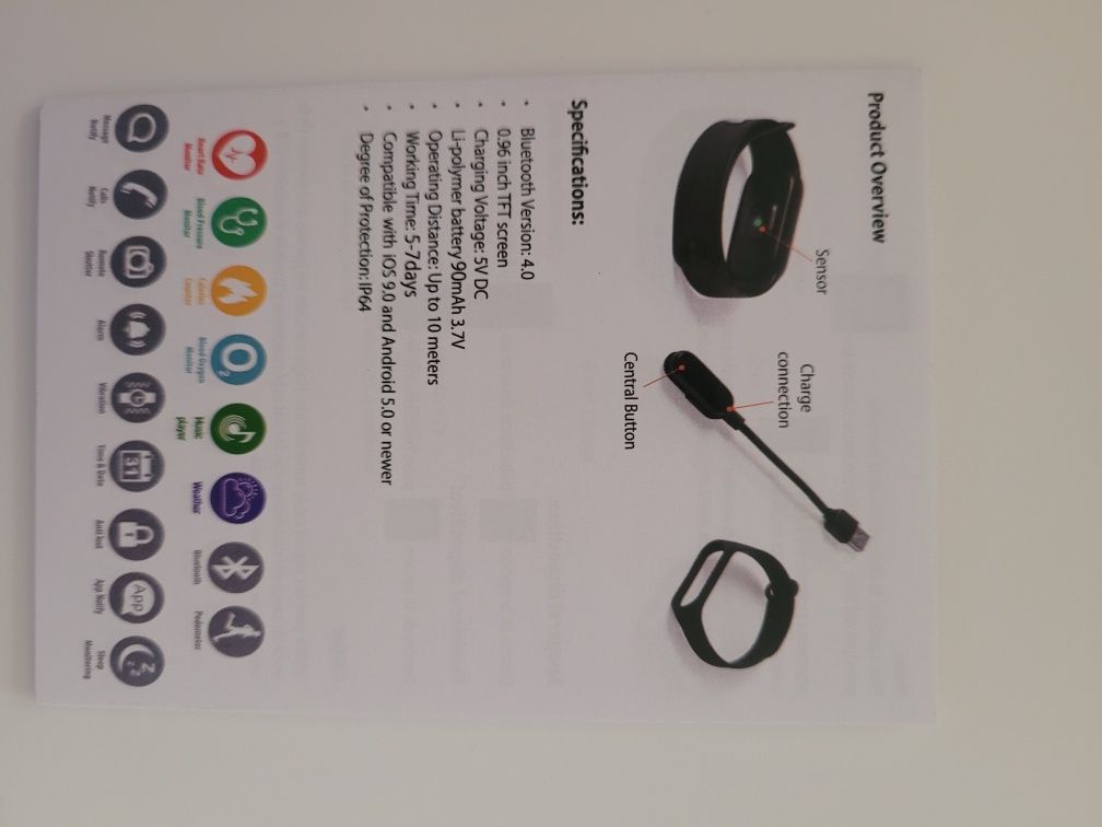 Bransoletka Smart Bracelet Android Ios RoHS zegarek treningowy