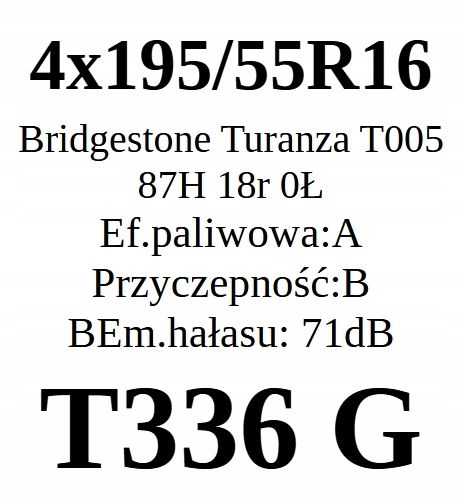 Opony 195/55/16 Bridgestone 6,83mm Jak Nowe 4szt.=700zł L