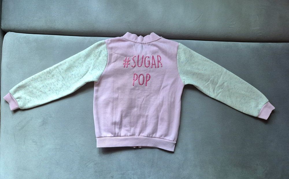 Bluza bawełniana bomberka CoolClub Smyk roz.128 pudrowy róż, kremowa