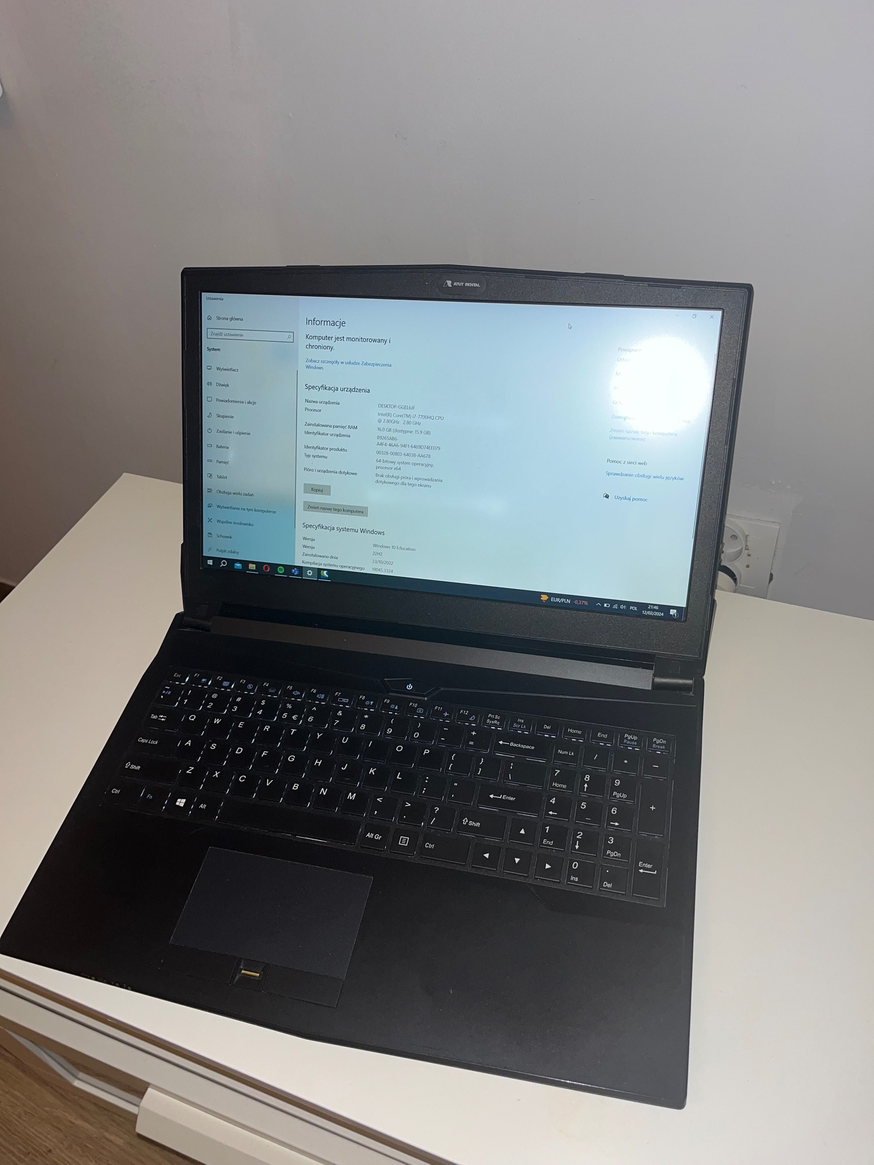 Laptop Clevo Hyperbook N85 i7 7700HQ GTX1050Ti 16GB
