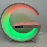 Смарт лампа с блютуз  умные часы светильник RGB,  беспроводноя зарядка