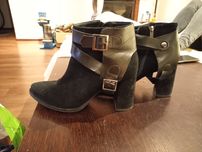 Botki skórzane buty Wojas obcas 2 w 1 bajer ekstrawaganckie Czarne