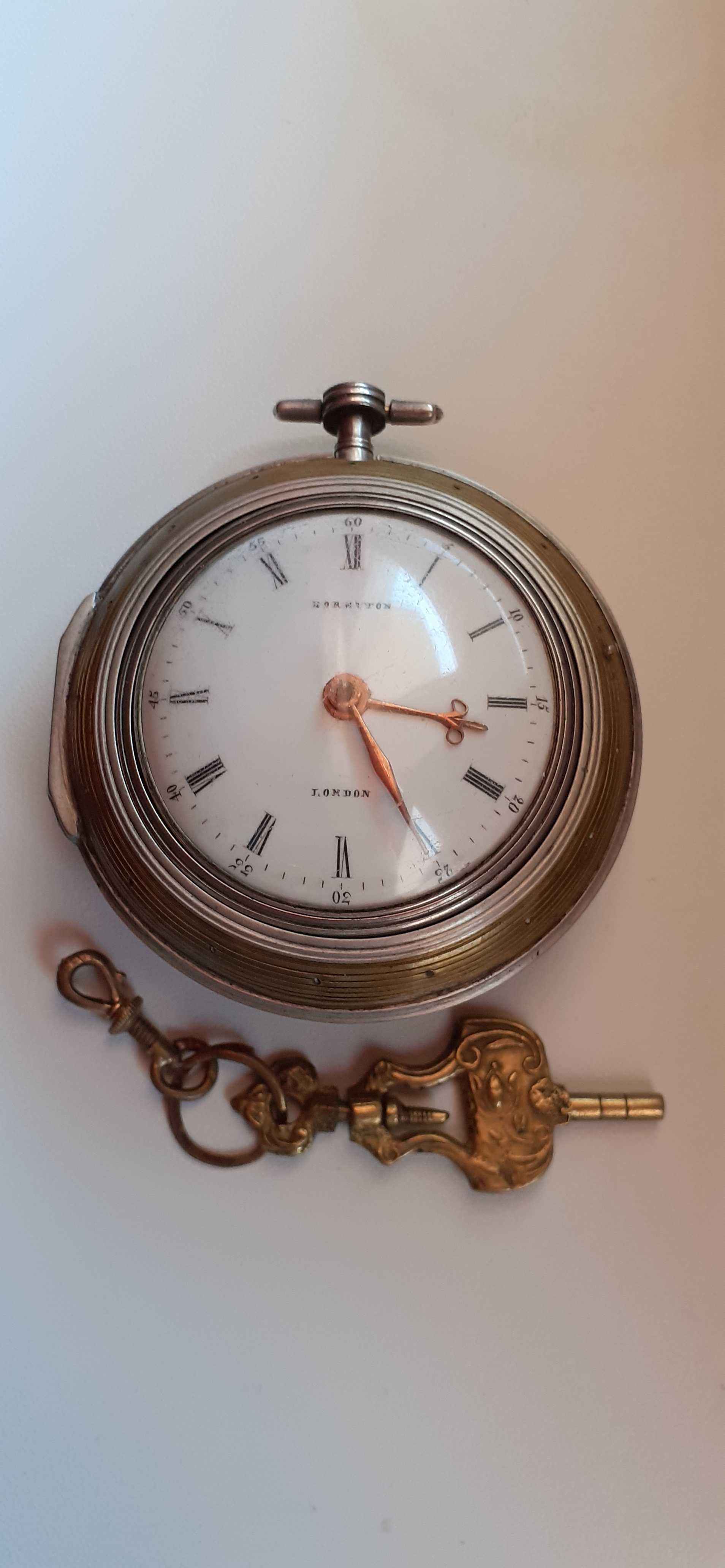 Zegarek kieszonkowy-dewizka srebro MORETTON LONDON ok. 1700 r.