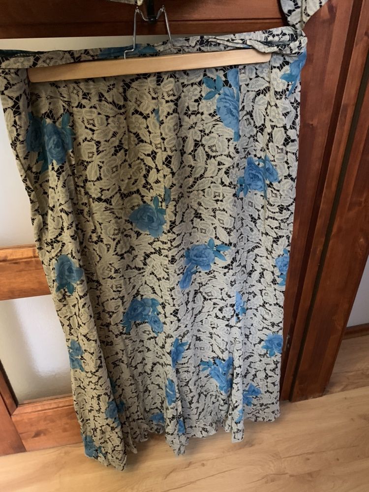 Komplet garsonka elegancki kwiaty 3XL 46 marynarka spódnica duży