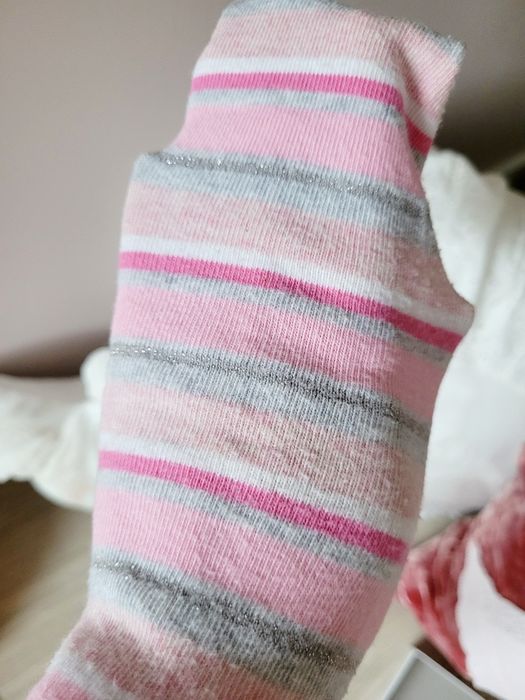 Ciepłe rajstopy 92-98 rajstopki cukierkowy róż w paski