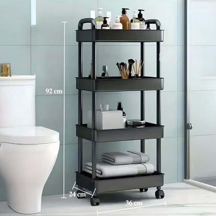 Półka Łazienkowa Na Kółkach 4 Poziomy Mobilna Szafka Kuchenna