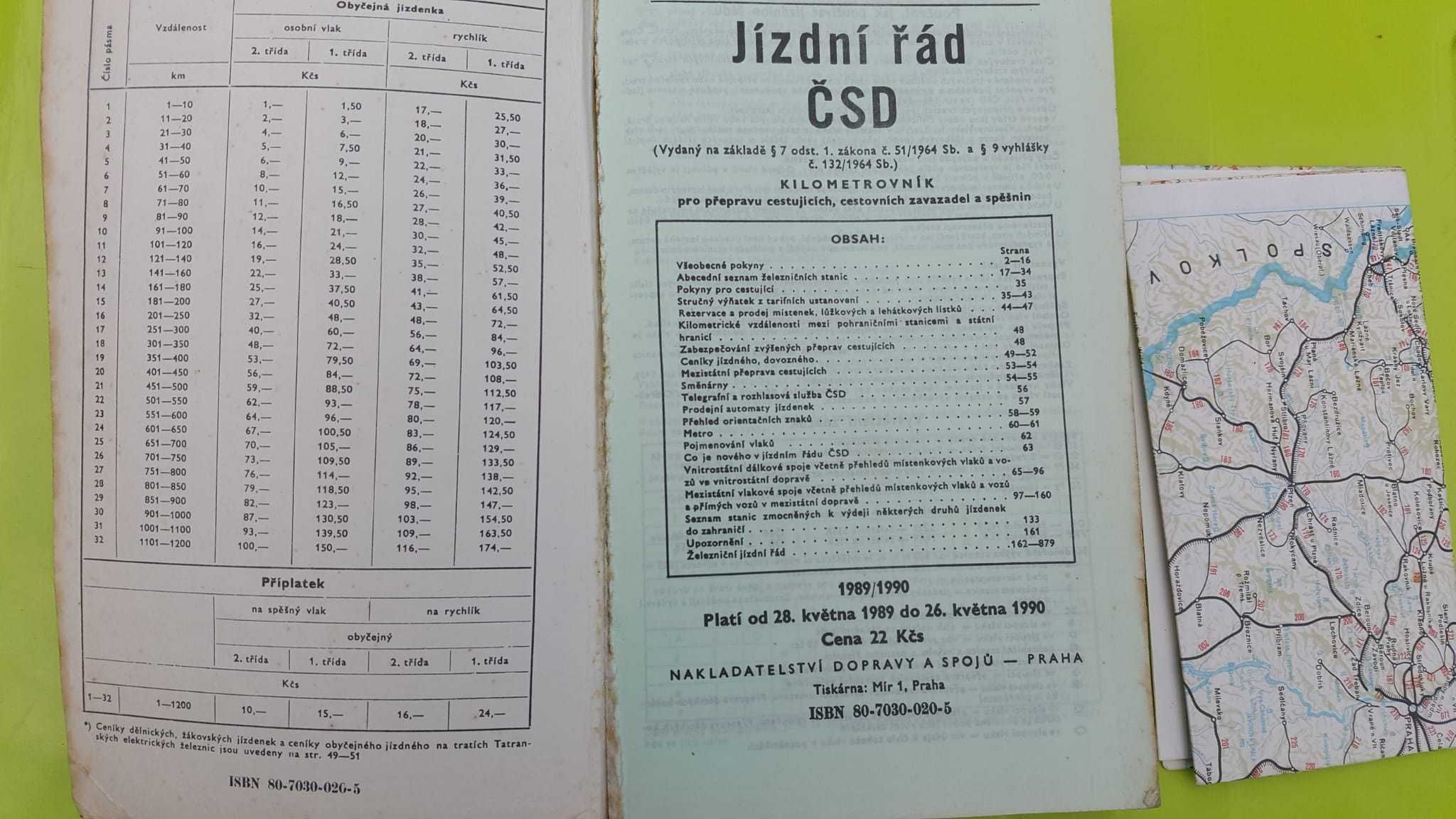 89/90 r Czechosłowacki rozklad kolei Jizdnij rad