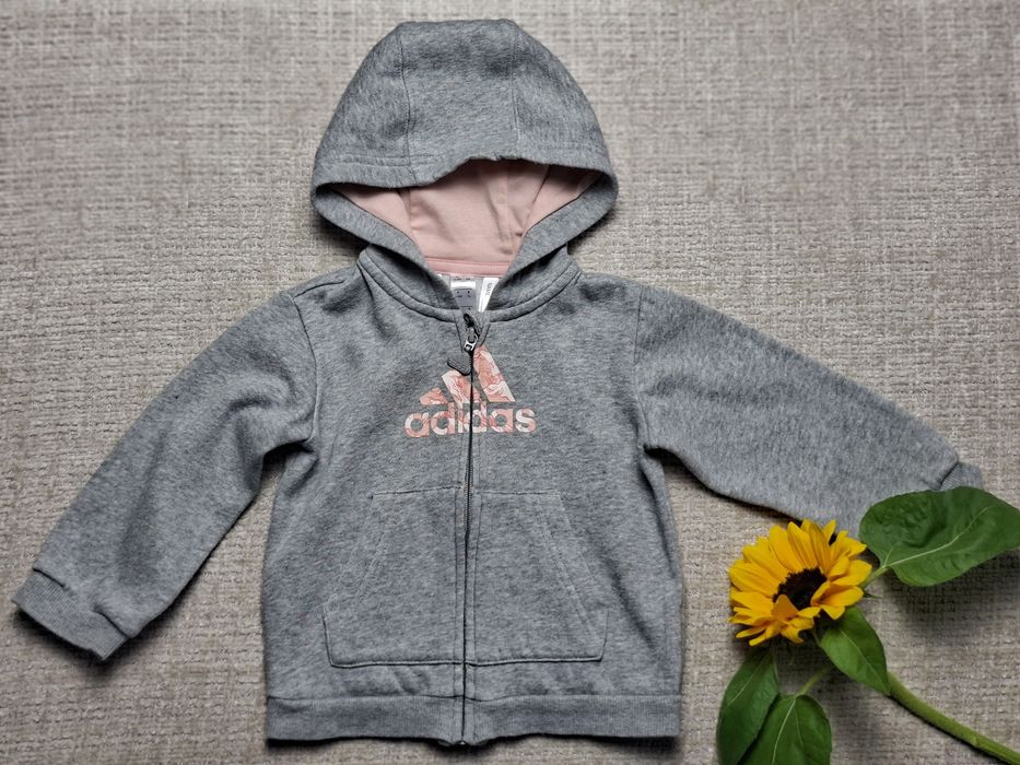 Adidas szara dziewczęca bluza z kapturem bawełna 6-9 miesięcy