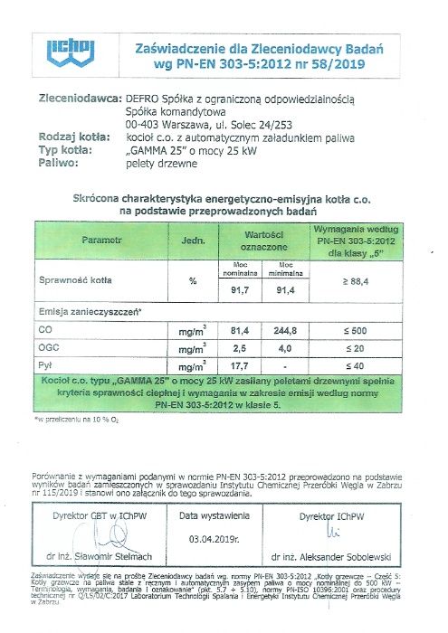 Kocioł piec Defro Gamma 25kw