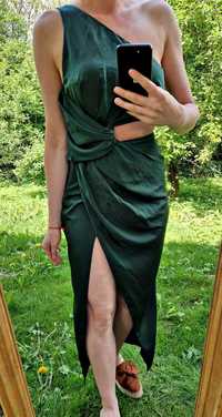 sukienka maxi butelkowa zieleń 36 s asos rozcięcie