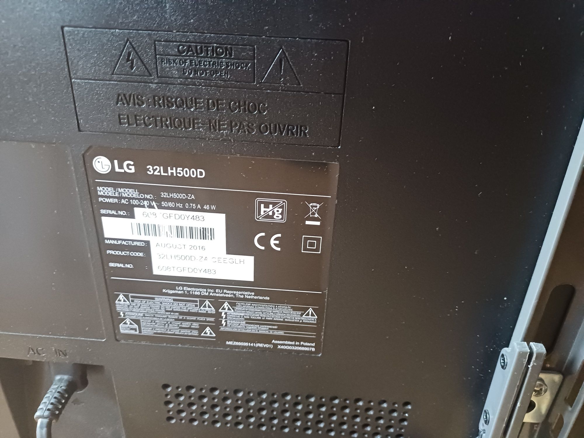 Telewizor LG 32" LED + uchwyt ścienny + pilot – sprawny | Model 32LH50