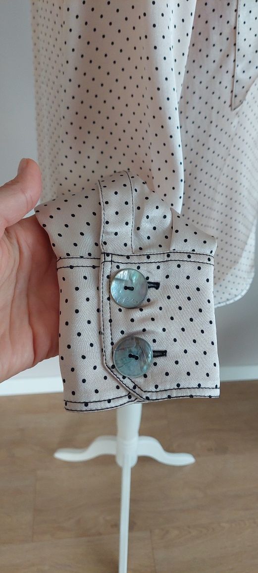 Massimo Dutti r.40 jasnoróżowa bluzka w kropki / wiskoza / lejąca