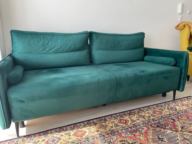 Sofa Kanapa rozkładana z funkcją spania i pojemnikiem Kioto Zielona