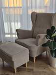 Ikea Fotel uszak STRANDMON + podnóżek