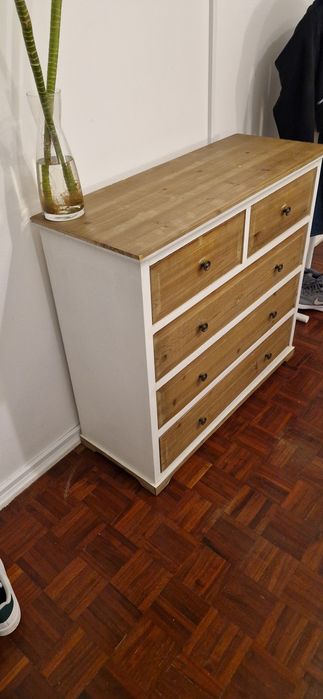 Cómoda Madeira  Branca e Castanho