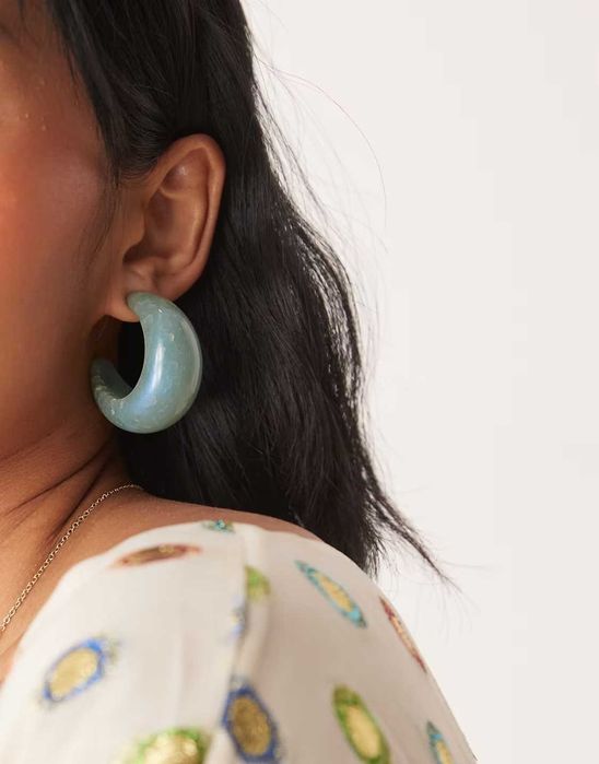 Сережки ASOS DESIGN | Hoop Earrings in Sage Green