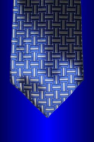 Классический широкий галстук краватка синий с серый с принтом