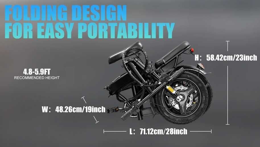 Электровелосипед складной Minako 500W, 48V, 15Ah / 21Ah електровел