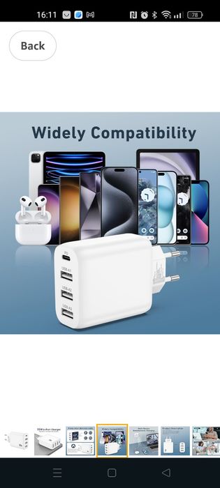 CREAPICO 4-Port Charger for iPhone 16/16e/15/14/13 Pro Max/Pro/Plus, 3