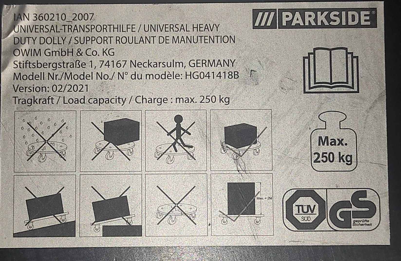 Транспортна платформа комбінована до 250 кг на колесах Parkside