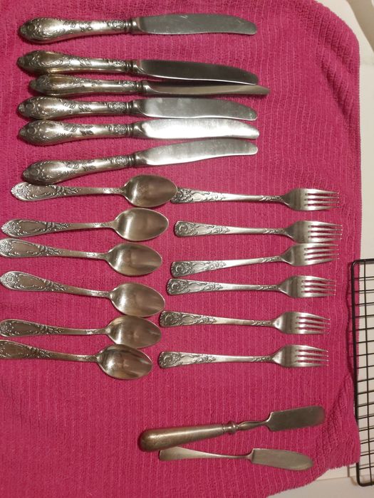 Zestaw sreber sztućce posrebrzane