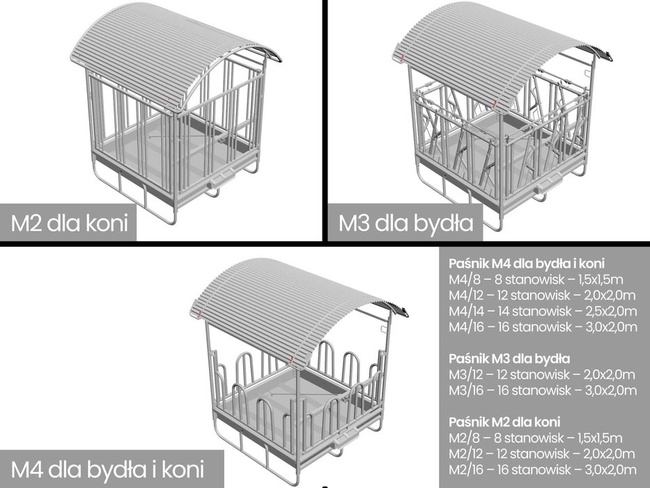 Paśnik łąkowy dla koni bydła z daszkiem ocynk 8‎ 12‎ 14‎ 16 stanowisk