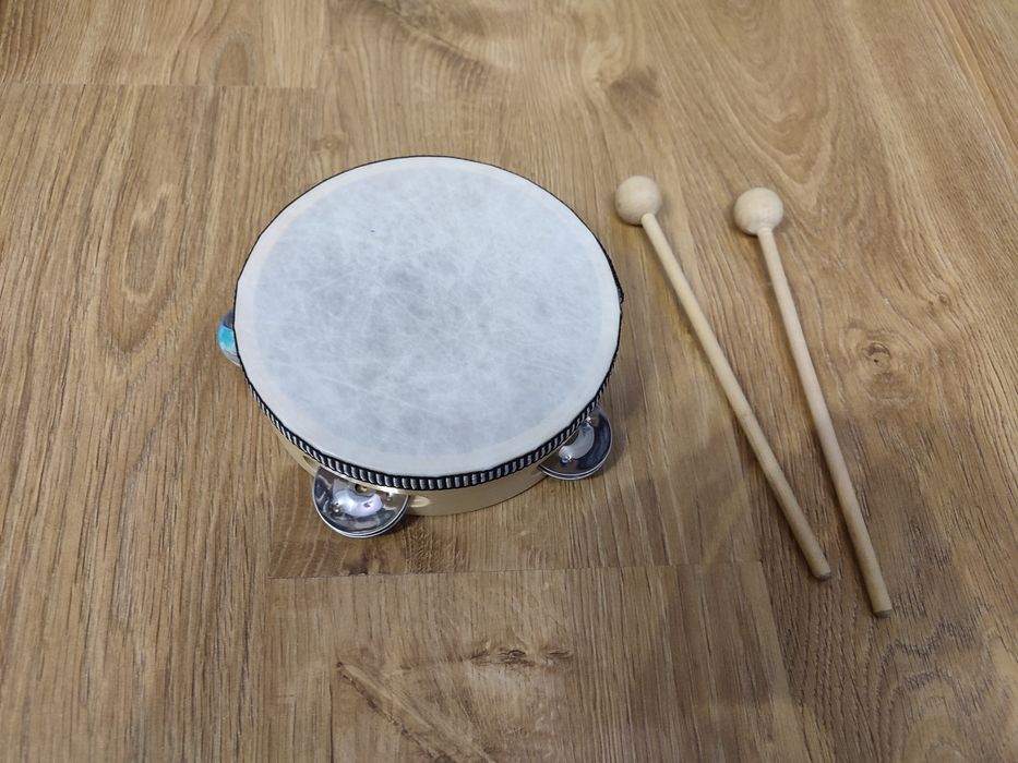 Drewniany Tamburyn z dwoma pałkami