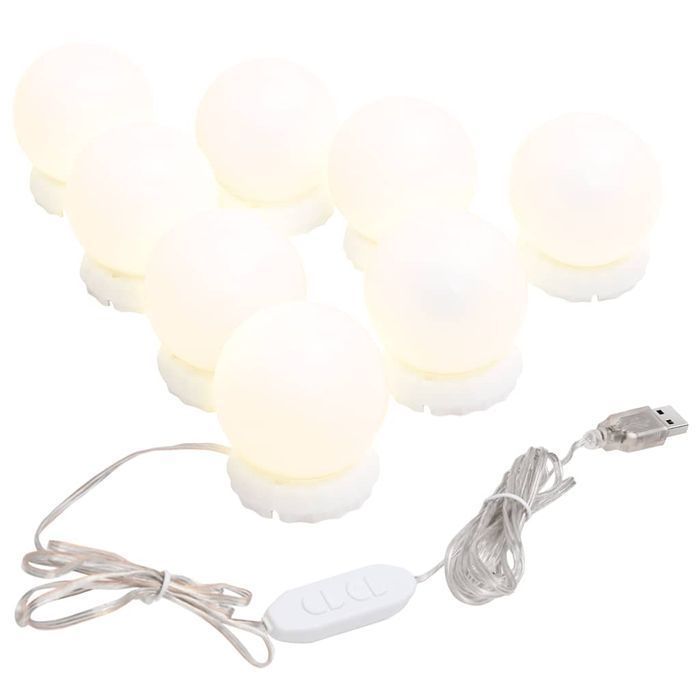 Lustro Ścienne Z Lampkami Led, Okrągłe, Szklane