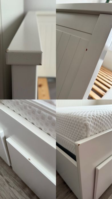 Łóżko leżanka z 3 szufladami, biała, Ikea HEMNES