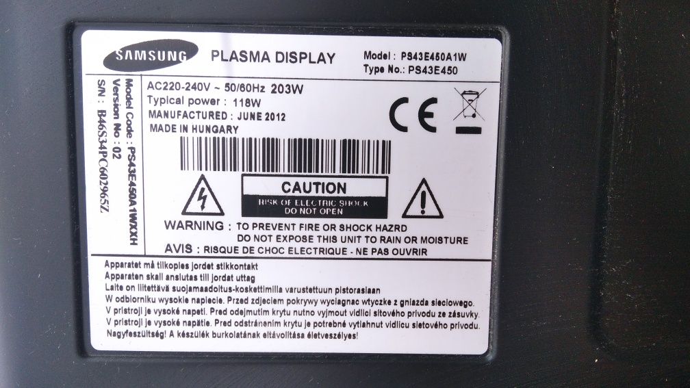 Telewizor plazmowy Samsung PS43E450A